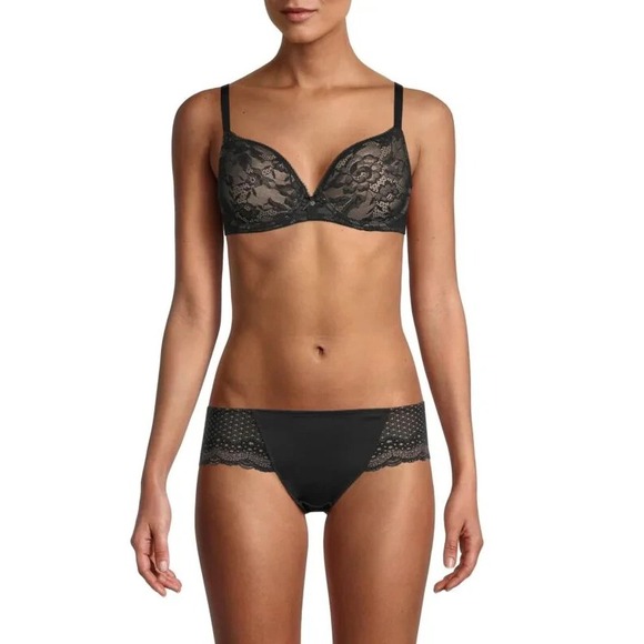 Wacoal Lace Finesse Contour Bra 853201 - Black / toast Siz 38DDD 38‎ DDD - Picture 4 of 4